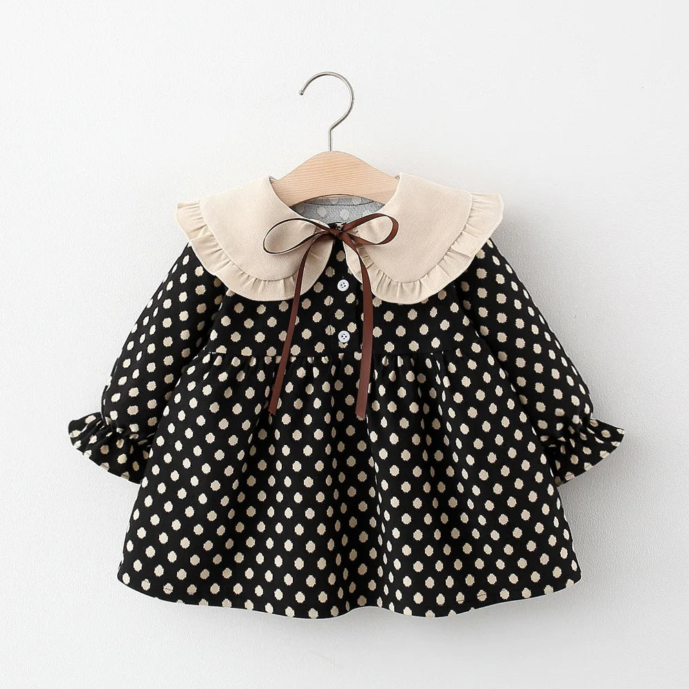Spring newborn Baby Girls' Clothes Ribbon Bow Dot Dress for toddler Girls Baby Clothing 1st babies Birthday Casual Dresses dress