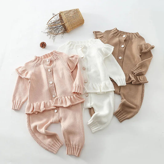MILANCEL Spring New Baby Clothes Knitting Romper Lace Jumpsuit Girls Outfits Korean Newborn Overalls Baby Girls Clothes