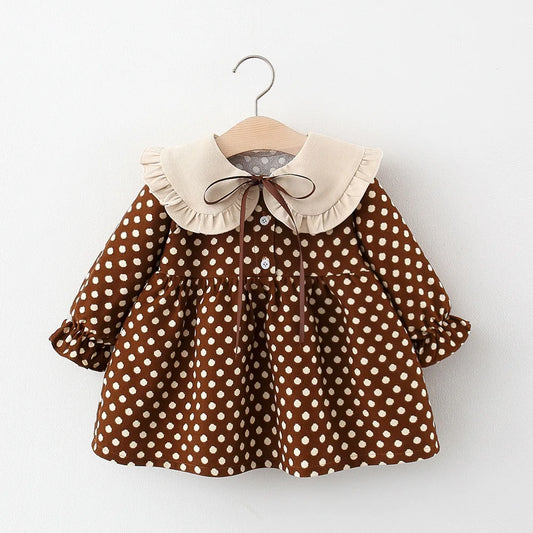 Spring newborn Baby Girls' Clothes Ribbon Bow Dot Dress for toddler Girls Baby Clothing 1st babies Birthday Casual Dresses dress