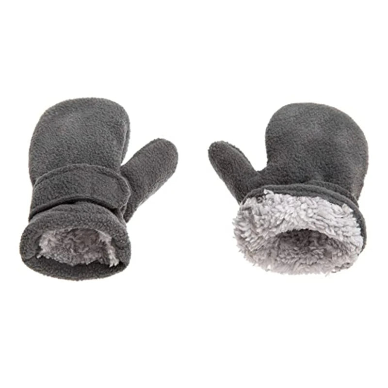 Toddler Infant Winter Mittens Lined with Fleece Easy-on Baby Boy Girls Warm Thick Children Windproof Gloves Outdoor Hand Warmers