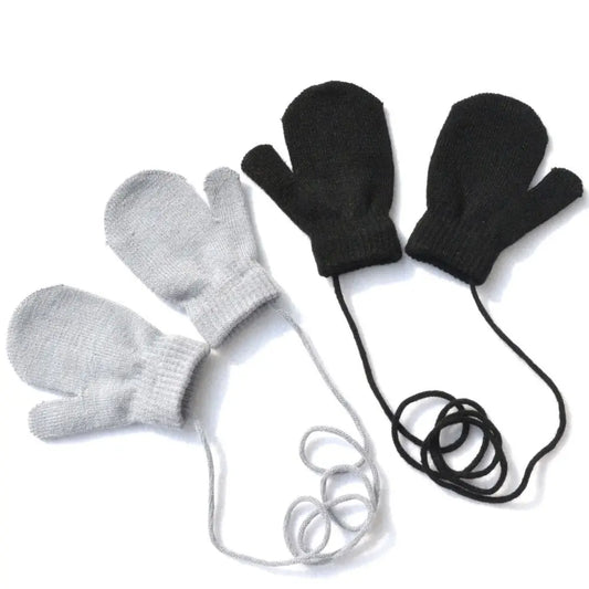 Winter Mittens Children Full Finger Gloves Warm Baby Gloves for 1-3Y Kids Hanging Neck Warm Gloves Newborn Baby Accessories