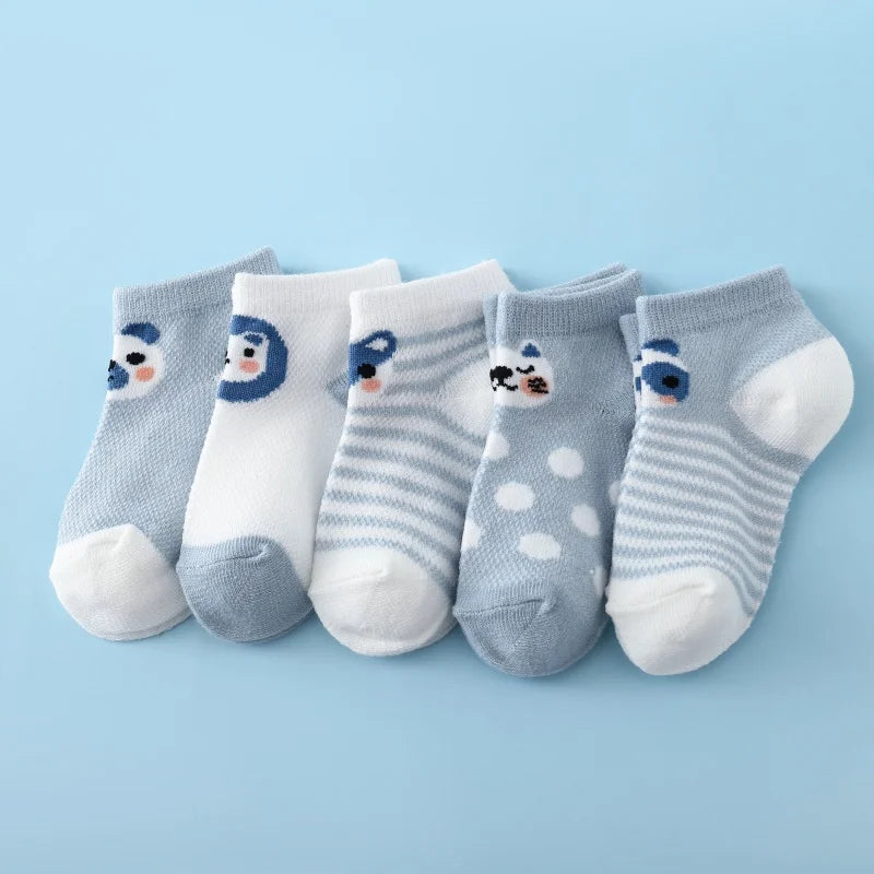 5Pairs/lot Infant Baby Socks For Girls Boys Summer Mesh Thin Baby Socks Cotton Casual Print Newborn Toddler Boy Sock 0-24Month