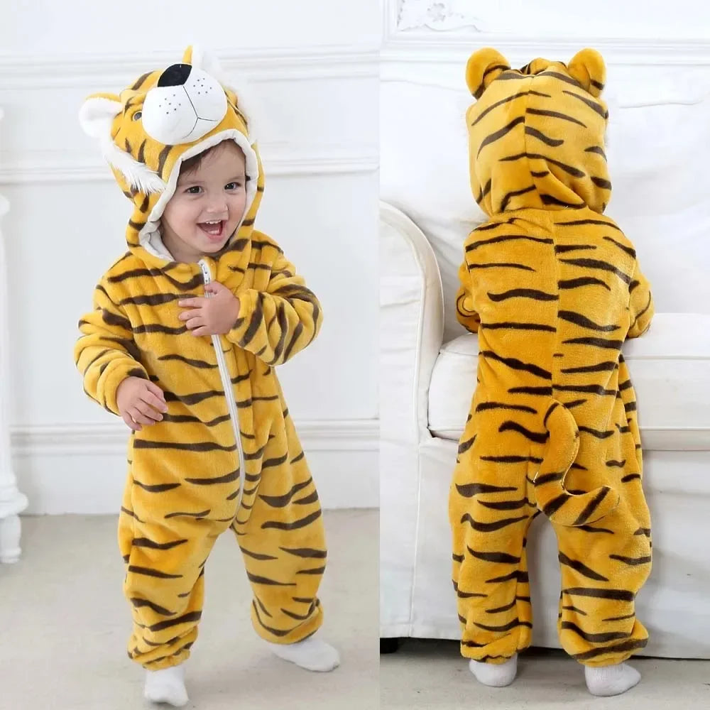 Newborn Kids Monkey Kigurumi Pajamas Winter Thick Baby Blanket Slppers Toddler Infant Clothes Hooded Animal Pyjamas Sleepwear