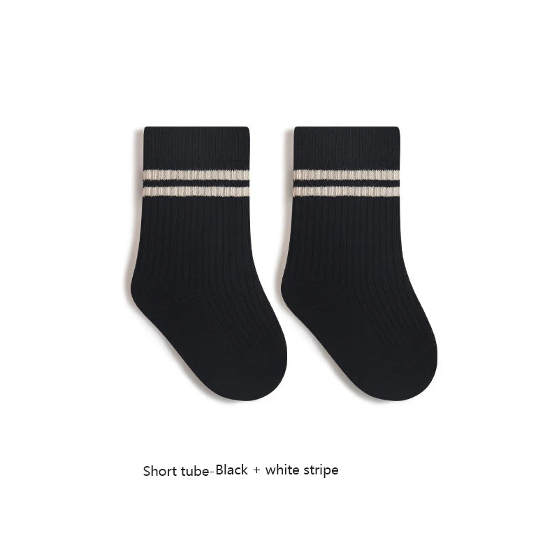 Spring Mid Tube Baby Socks Sport Soft Children Kids Socks Breathable Kids Boys Girl Socks Strip Mid Tube Socks