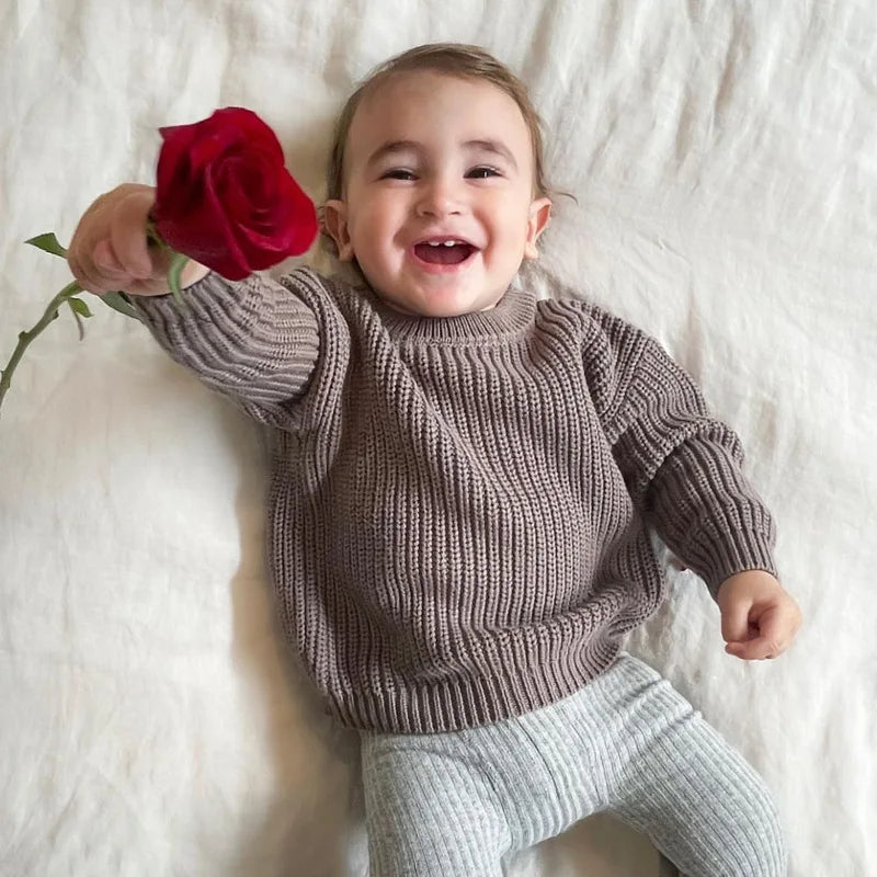 Baby Sweater Round Neck Boys Pullover Girls Spring and Autumn Winter Baby Base Knitted Sweater Children Base Sweater