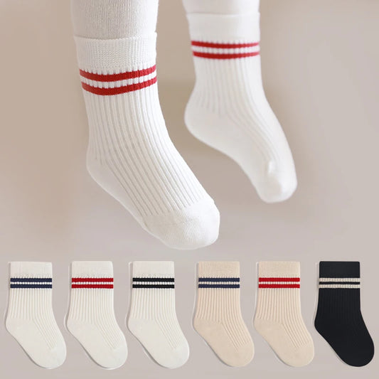 Spring Mid Tube Baby Socks Sport Soft Children Kids Socks Breathable Kids Boys Girl Socks Strip Mid Tube Socks