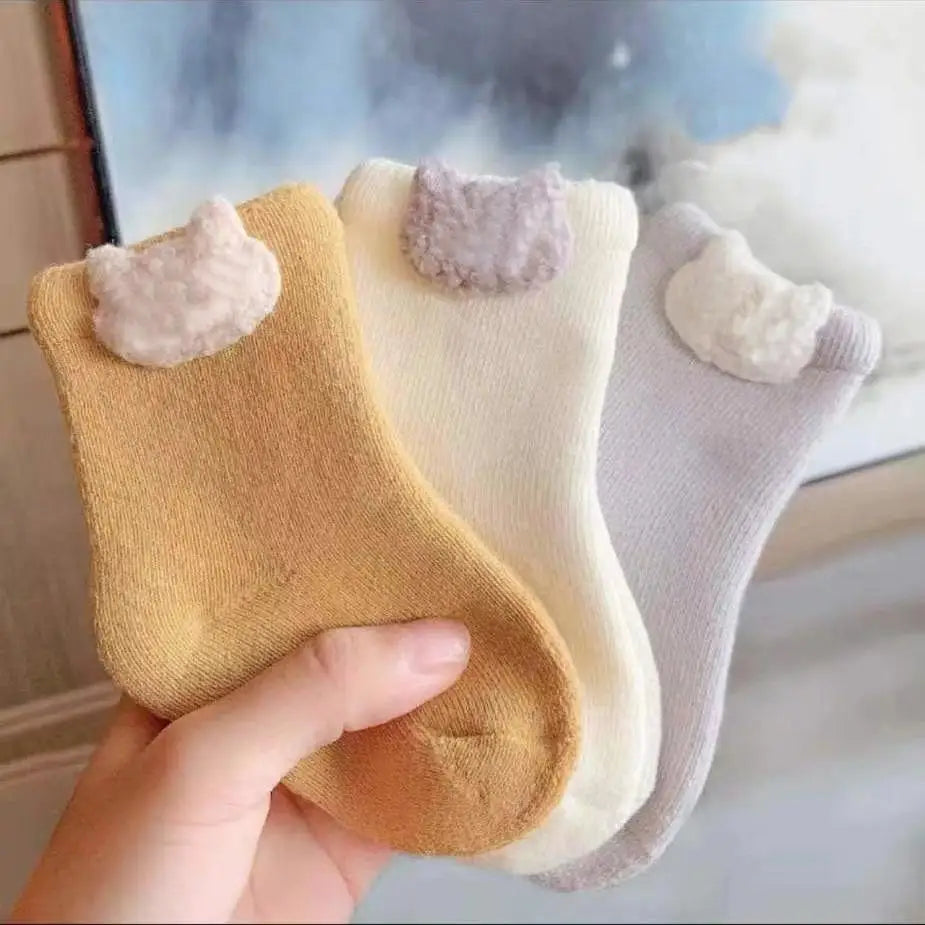3Pairs/Lot Warm Winter Baby Socks Cute Soft Newborn Baby Girl Boy Thicken Terry Socks Cartoon Rabbit Bear Floor Sock