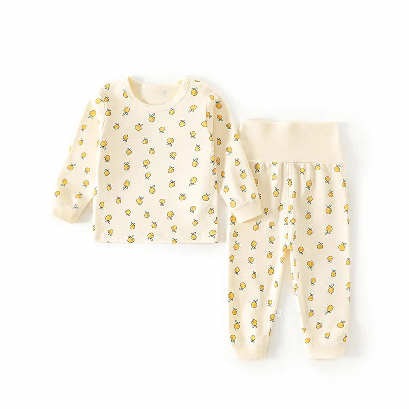 Baby Kid's Pajamas Set 0-3Y Spring Autumn Lemon Printed Home Clothing 2Pcs Boys Underwear Toddler Girls Cotton Sleep Wear