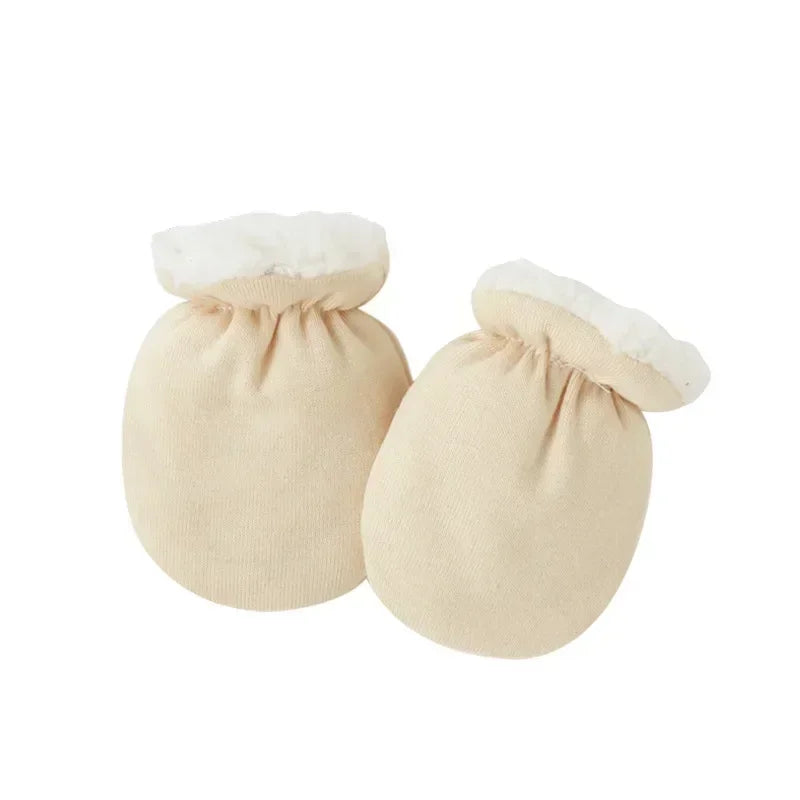 Warm Wool Furry Newborn Mittens Simplicity Solid Color Toddler Glove Autumn Winter Warm Thicken Anti-scratch Face Baby Glove