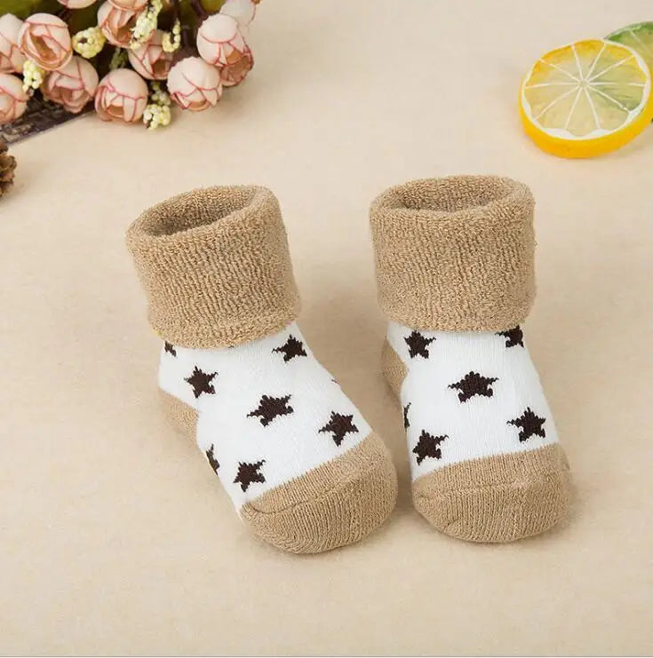 21 Color Baby Socks Boy Girl Winter Cute Bear Puppy Newborn Kids Children Infant Toddler Terry Warm Slipper Striped  Star Dot