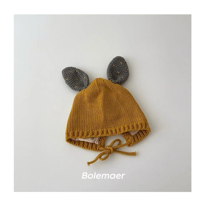 Cute Baby Bunny Hat With Ear 2025 Autumn Children's Knitted Hat Boys Girls Beanie Cap Warm Wool Pullover Hat