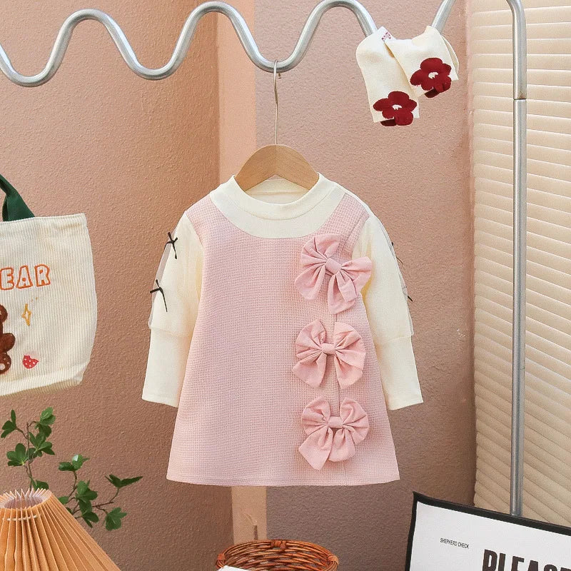 New Girls' Western-Style Princess Dress Korean Version Flower Dress For Baby Girls Long Sleeved Dress