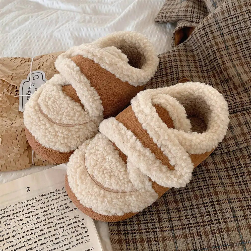 Winter Plush Children's Shoes Parent-child Boots Children's Lamb Wool Cotton Shoes Winter Warm Boys Girls Plush Bean Shoes