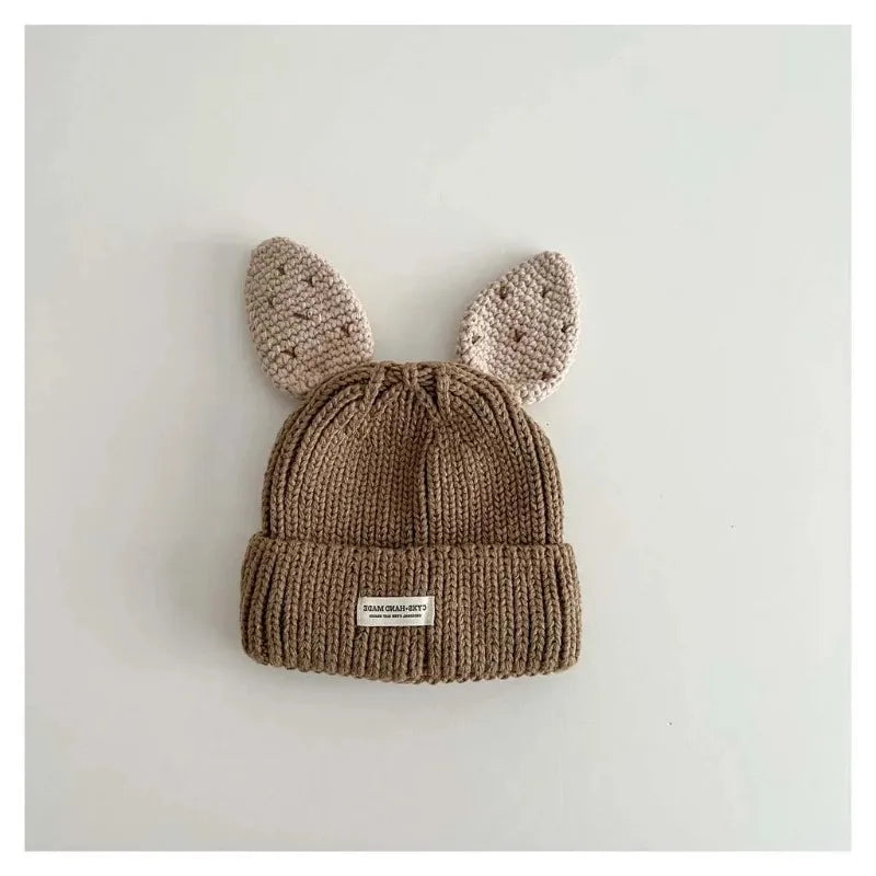 Cute Baby Bunny Hat With Ear 2025 Autumn Children's Knitted Hat Boys Girls Beanie Cap Warm Wool Pullover Hat