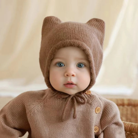 Baby Hats Autumn/Winter Baby Boys Girls Knitted Hat Toddler Knit Woolen Hat Children's Ear Protection Hats Infant Kids Warm Cap
