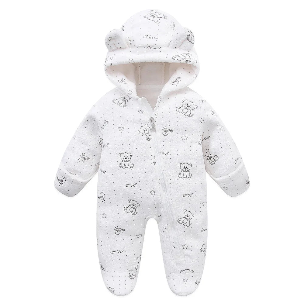 Ircomll Newborn Baby Rompers Spring Autumn Warm Fleece Cute Infant Costume Kids Playsuit Jumpsuits Baby Clothes 0-1Y Outwear