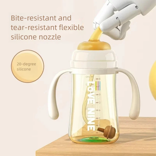 300ML PPSUTemperature-Sensitive Anti-Flatulence Feeding Bottle Baby Straw Cup Drop-Resistant Direct Drink No-Spill Cup1-3Weaning