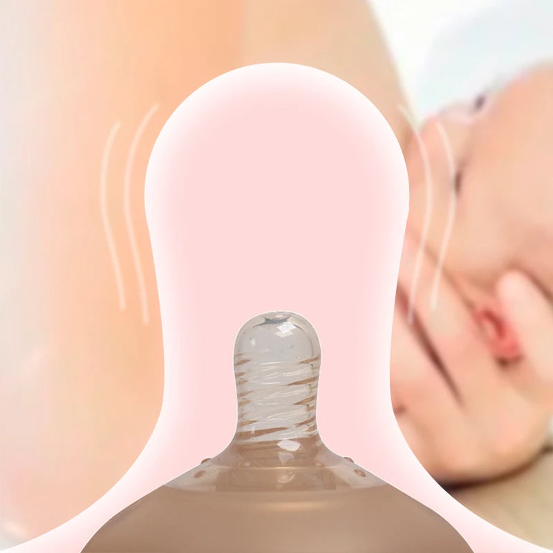 1Pc Silicone Baby Bottle 150ml/240ml Soft Durable against drops Big Mouth Pacifier Head Silicone with Handle and Gravity Ball