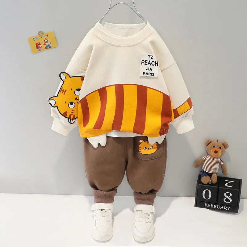 Baby clothes 2026 new spring and autumn children's long sleeved set, male and female children's teddy bear two-piececasualsports