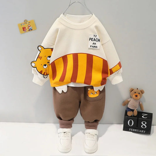 Baby clothes 2026 new spring and autumn children's long sleeved set, male and female children's teddy bear two-piececasualsports