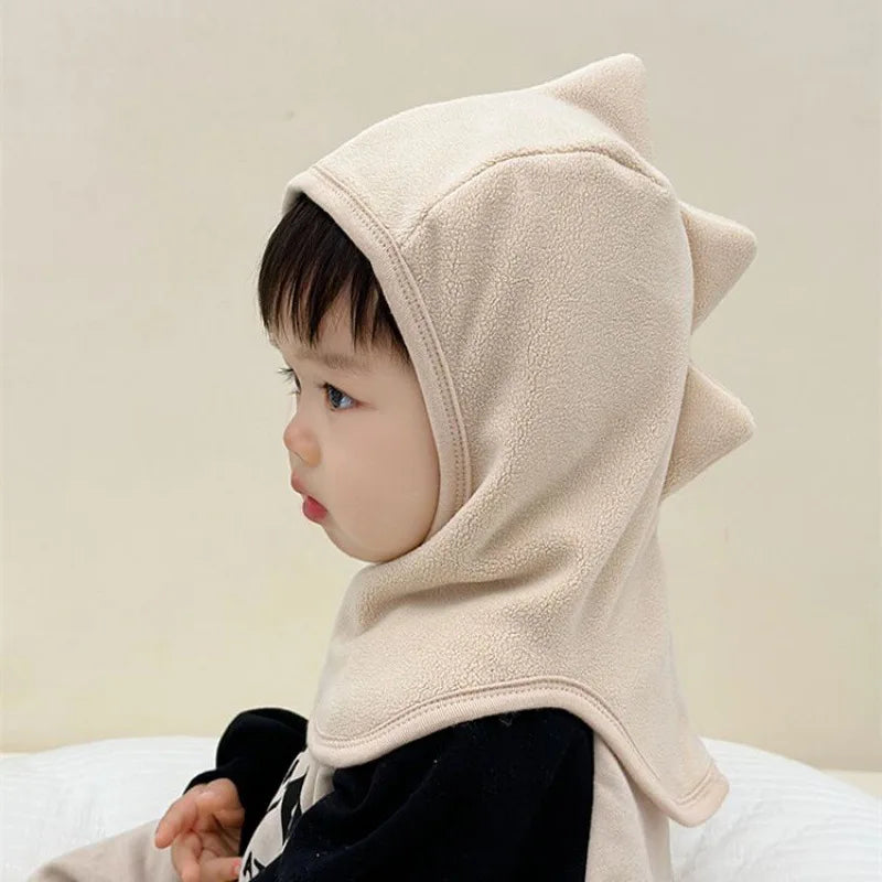 Cute Dinosaue Baby Balaclava Hat Warm Fleece Kids Ear Protection Scarf Cap Winter Toddler One Piece Beanie Caps