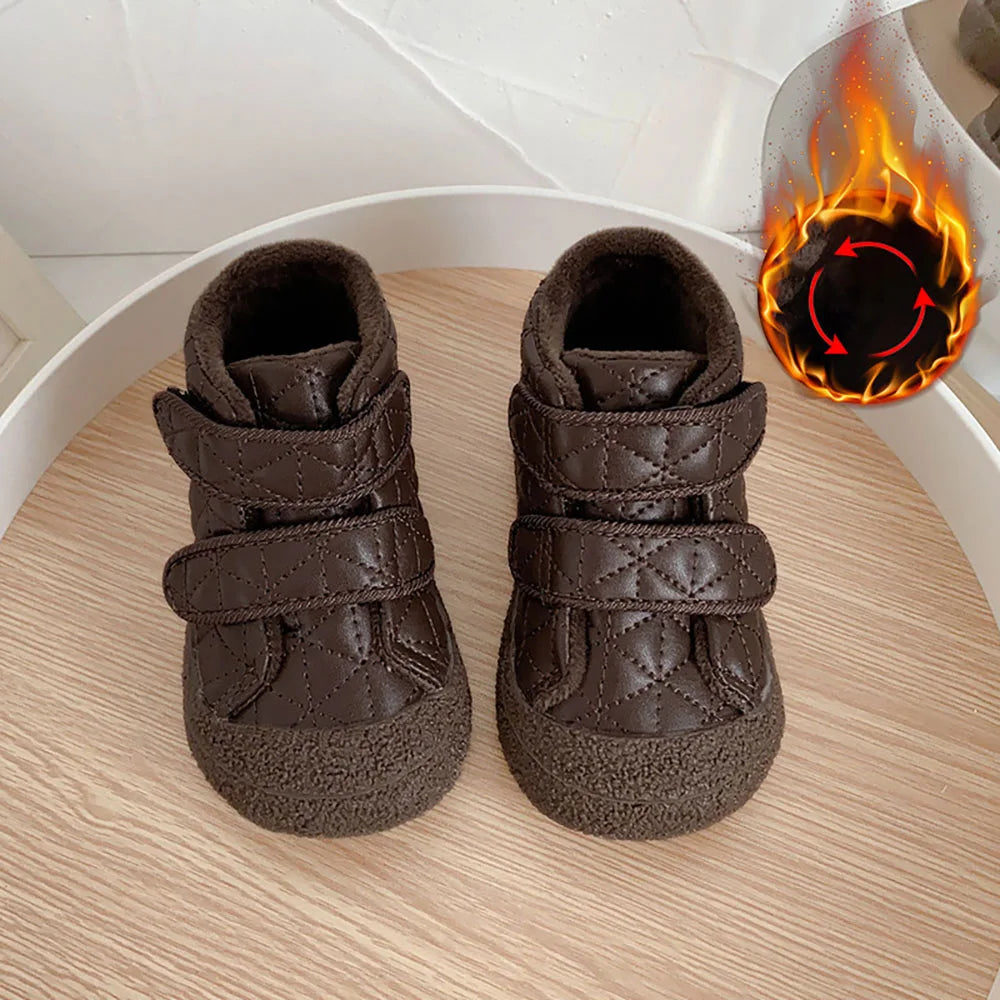 Winter Plush Shoes For Children Geniune Leather Boy's Girl's Toddler Shoes Ergonomics Soft-soled Boy's Girl's Faux Fur Warm Shoe