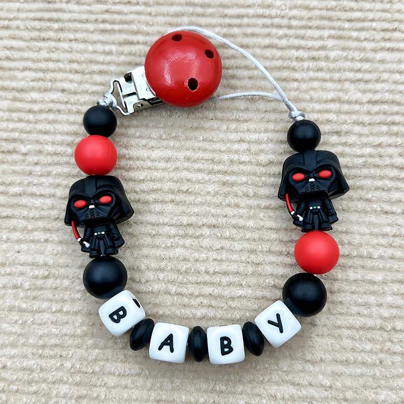 Customized Personalized Name English Letters Silicone Soothing Pacifier Chain Clips Holder Teether Pendants Teething Baby Gifts
