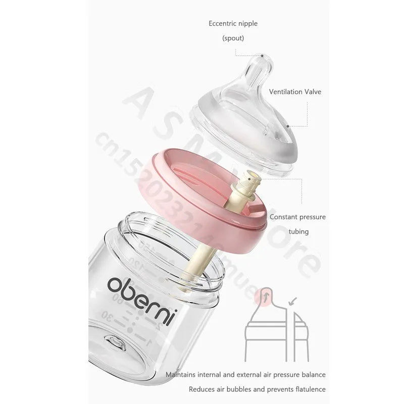 Anti-flatulence newborn glass bottle / wide mouth eccentric nipple anti-breastfeeding bottle / 150ML210ML glass bottle