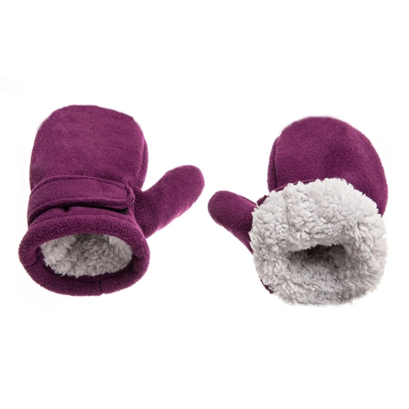 Toddler Infant Winter Mittens Lined with Fleece Easy-on Baby Boy Girls Warm Thick Children Windproof Gloves Outdoor Hand Warmers