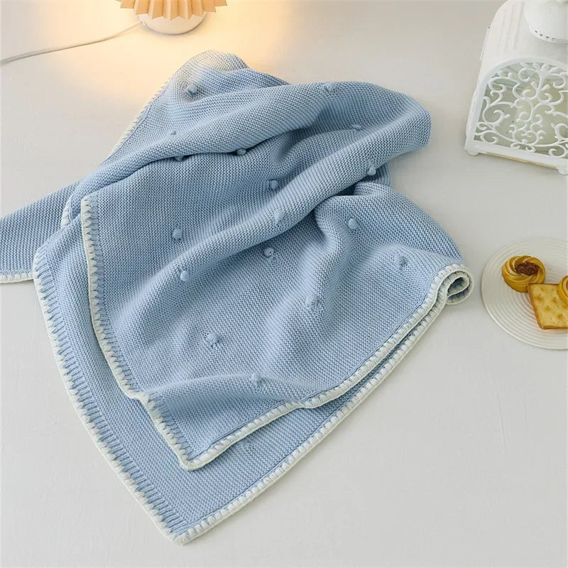 Knitted Baby Blankets Newborn Solid Color New Born Bedding Cover Cotton Baby Item Swaddle Wrap