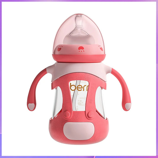 240ML Wide-mouth Glass Bottle/Newborn Baby Glass Bottle/High Borosilicate Glass bottle/BPA Free/Baby over 6 months old