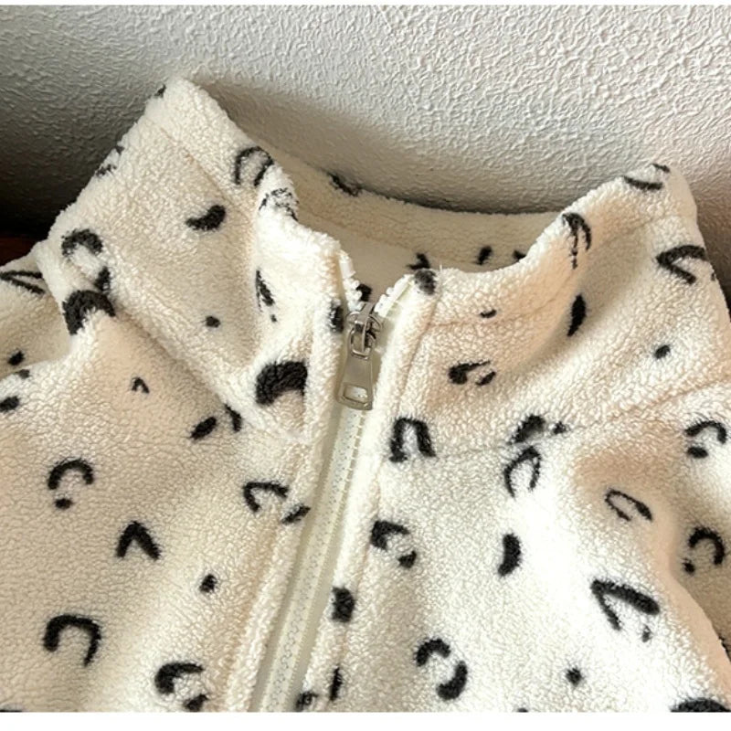 Double Sided Fleece Loungewear Set 2025 Kids Cute Print Soft Skin Friendly Autumn Winter Two Piece Children Outfit