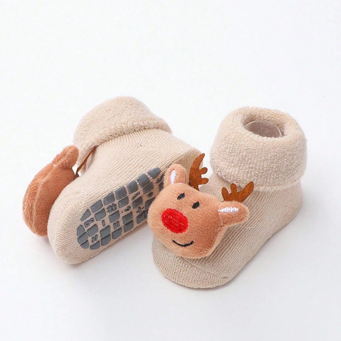 Kids Children's Socks for Girls Boys Non-slip Knitted Cotton Toddler Cute Elk Baby Christmas Socks for Newborns Infant Socks