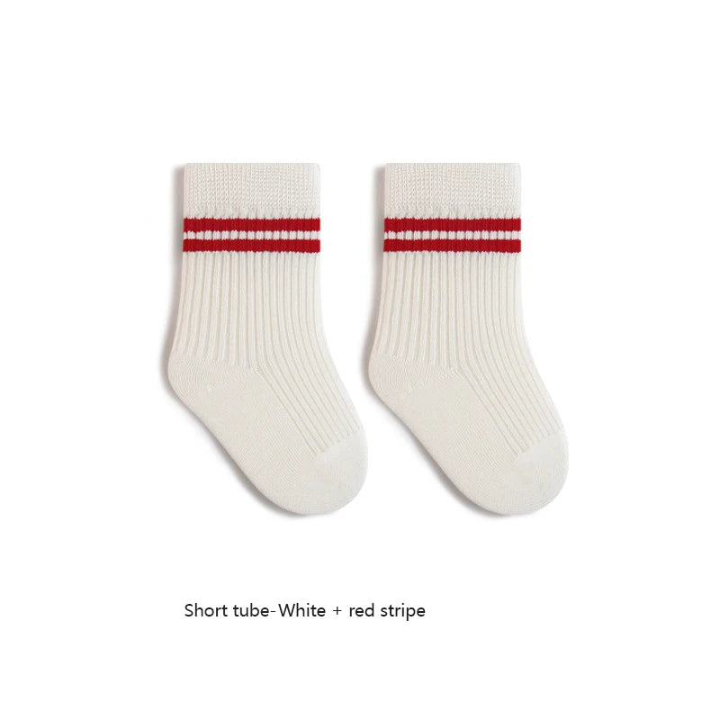 Spring Mid Tube Baby Socks Sport Soft Children Kids Socks Breathable Kids Boys Girl Socks Strip Mid Tube Socks
