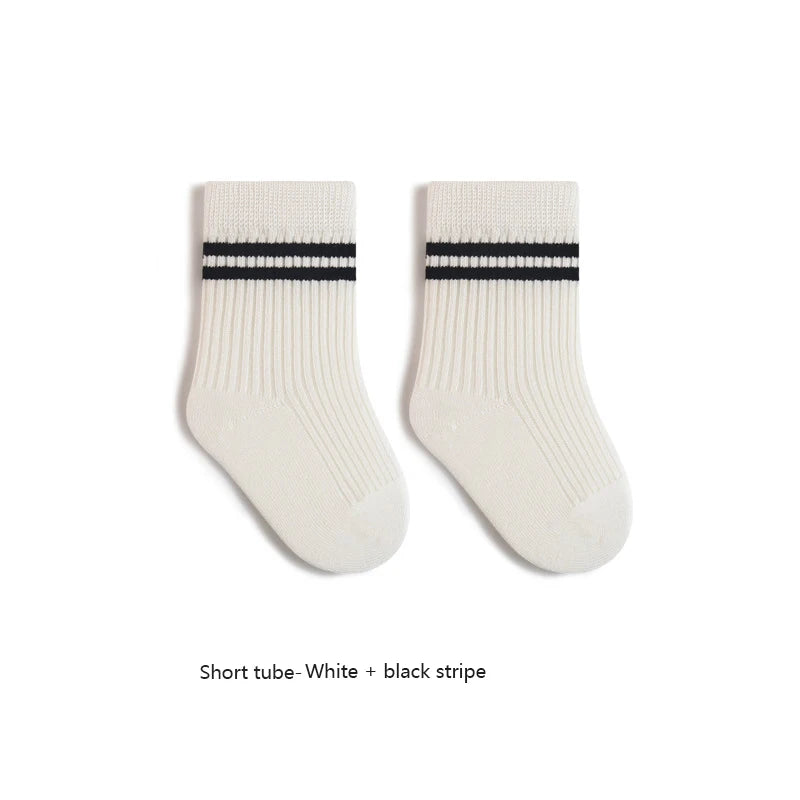 Spring Mid Tube Baby Socks Sport Soft Children Kids Socks Breathable Kids Boys Girl Socks Strip Mid Tube Socks