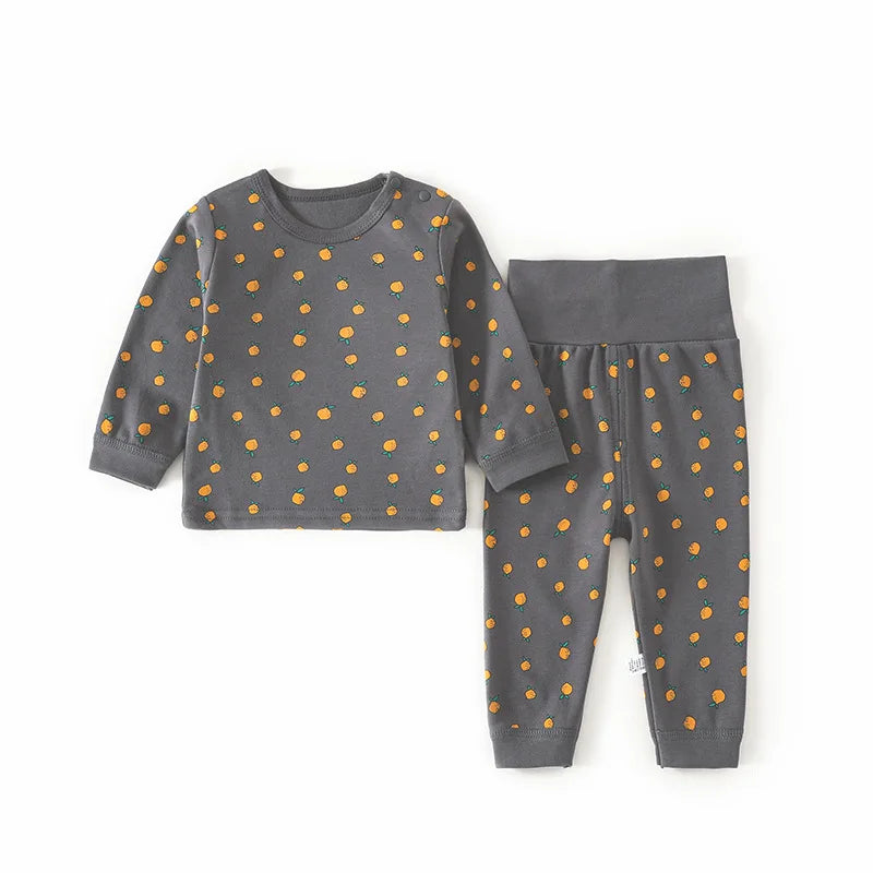 Baby Kid's Pajamas Set 0-3Y Spring Autumn Lemon Printed Home Clothing 2Pcs Boys Underwear Toddler Girls Cotton Sleep Wear