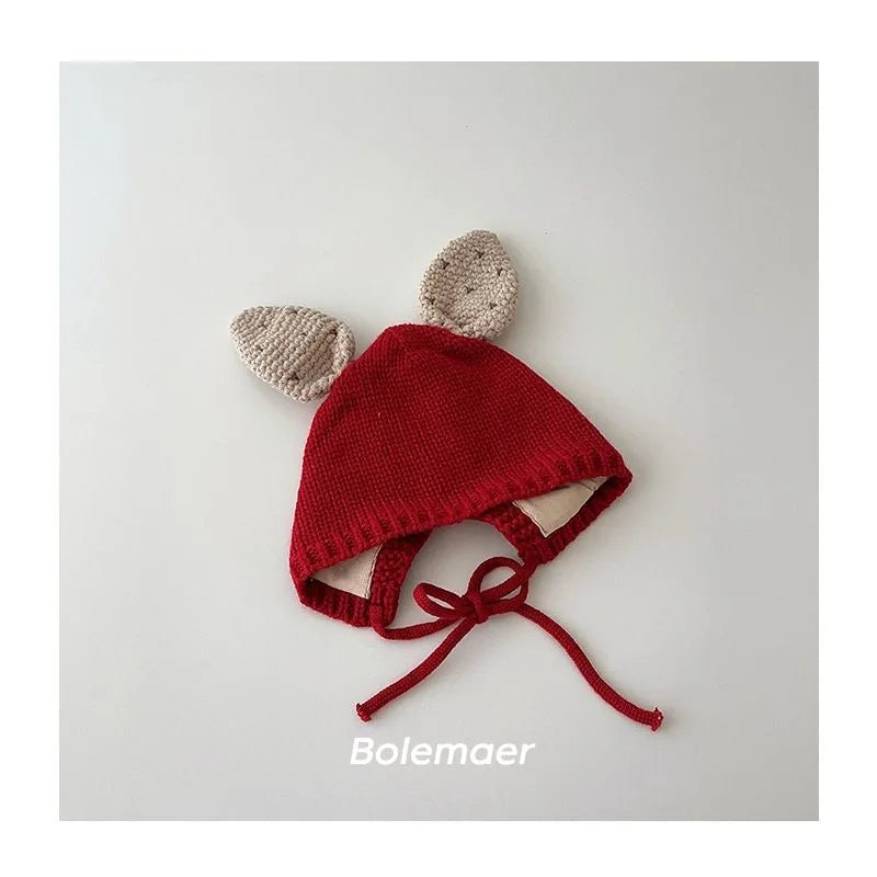 Cute Baby Bunny Hat With Ear 2025 Autumn Children's Knitted Hat Boys Girls Beanie Cap Warm Wool Pullover Hat