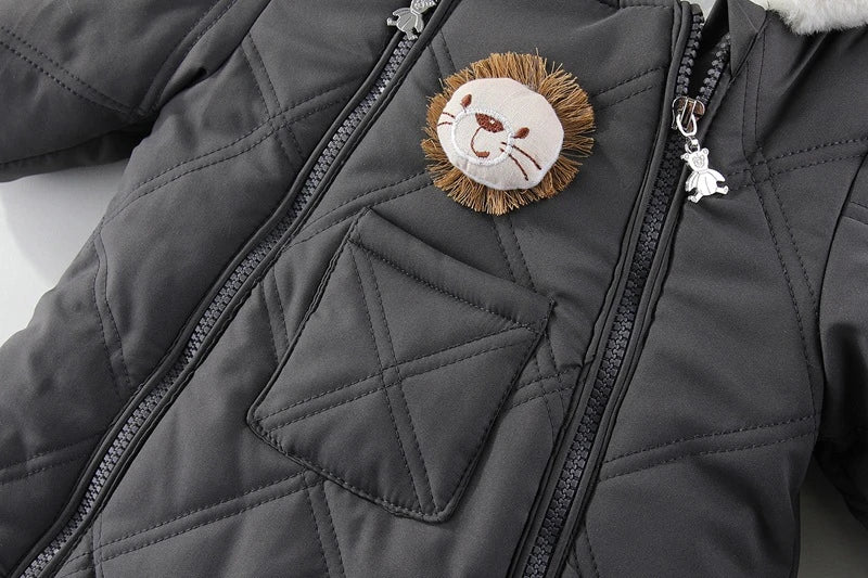 Newborn Baby Girl Jumpsuit Autumn and Winter Baby Romper With Gloves Warm Infant Snowsuit Thicken Cartoon Baby Ski Suit Coat