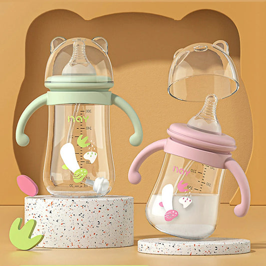 300ML Baby Bottle with Handle PP Bottle Water Cup Set Silicone Pacifier Large Capacity Bottle Multi-purpose Baby Feeding Supply