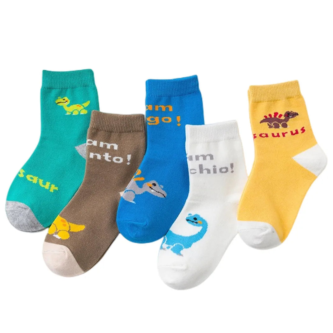 5Pairs Children's Socks Spring And Autumn Cotton Car Cartoon Boy's Socks Kids Sports Socks  Boys Girls Quality Breathable Socks