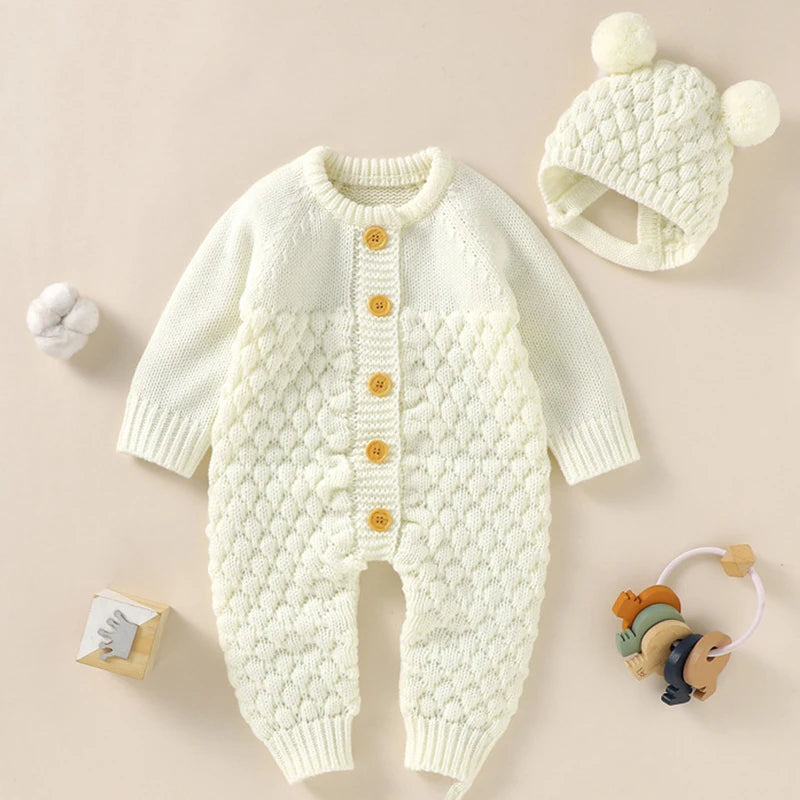 0-24M Newborn Baby Romper Shoes Gloves Set Knit Girl Boy Jumpsuit Boot Mitten Solid Toddler Infant Long Sleeve Knit Clothing