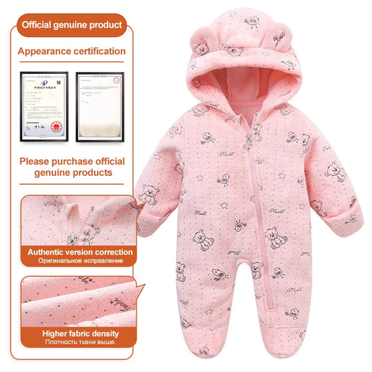Ircomll Newborn Baby Rompers Spring Autumn Warm Fleece Cute Infant Costume Kids Playsuit Jumpsuits Baby Clothes 0-1Y Outwear