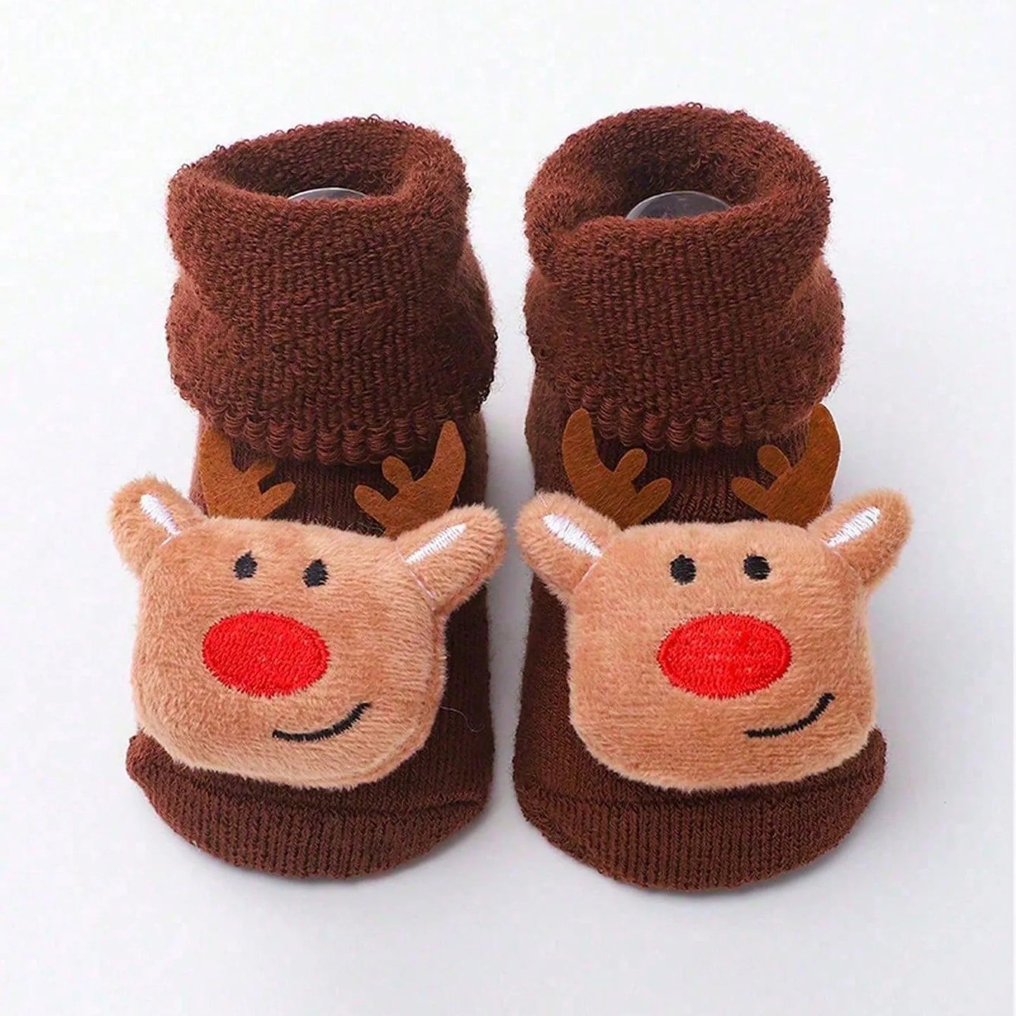 Kids Children's Socks for Girls Boys Non-slip Knitted Cotton Toddler Cute Elk Baby Christmas Socks for Newborns Infant Socks