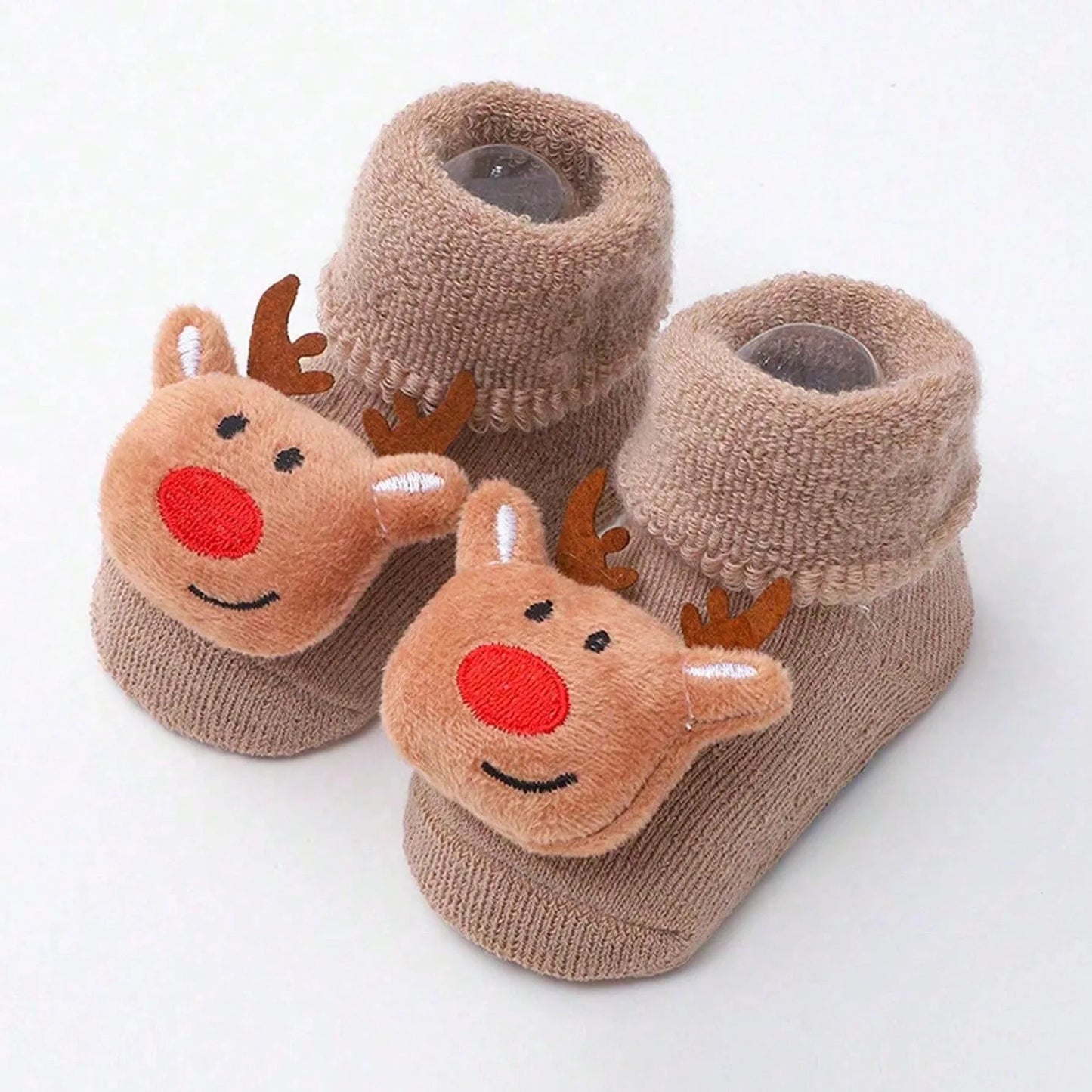 Kids Children's Socks for Girls Boys Non-slip Knitted Cotton Toddler Cute Elk Baby Christmas Socks for Newborns Infant Socks