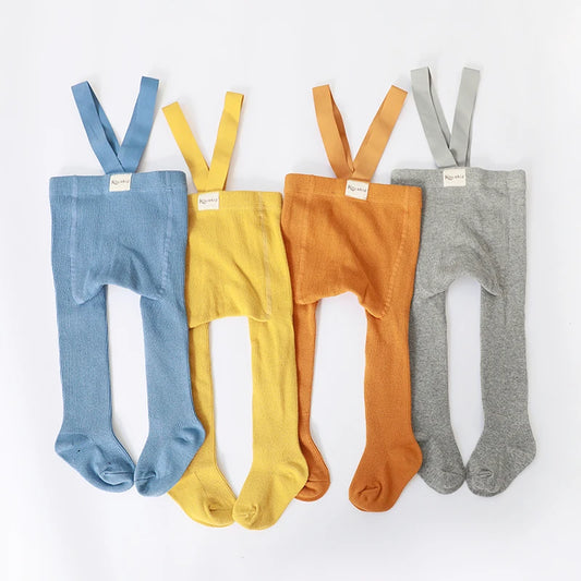Infant Kids Suspender Pantyhose Spring Autumn Baby Girls Boys Tights Baby Girl Clothes High Waist Bandage Cross Straped Leggings