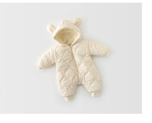 0-24M Baby Girls Boys Romper Warm Autumn Long Sleeve Thick Lining Jumpsuits Winter Clothing Outfits