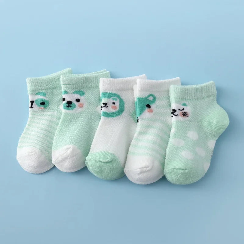 5Pairs/lot Infant Baby Socks For Girls Boys Summer Mesh Thin Baby Socks Cotton Casual Print Newborn Toddler Boy Sock 0-24Month