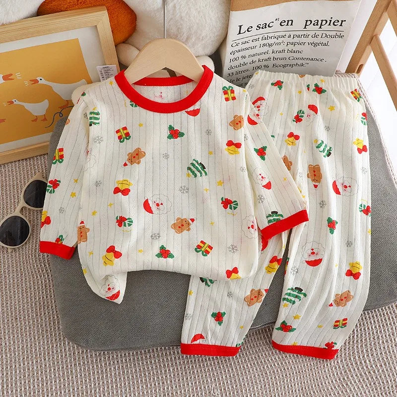 Casual Home Clothes For Child Spring Summer Thin Pajamas Suit Cartoon Tops+Pants 2 Piece Set Baby Boys Girls Cute Sleepwear