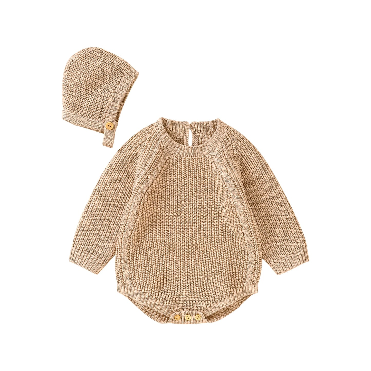 ma&baby 0-18M Newborn Infant Toddler Baby Girl Boy Rompers Warm Knit Jumpsuit Long Sleeve Soft Outfits + Hats Clothing