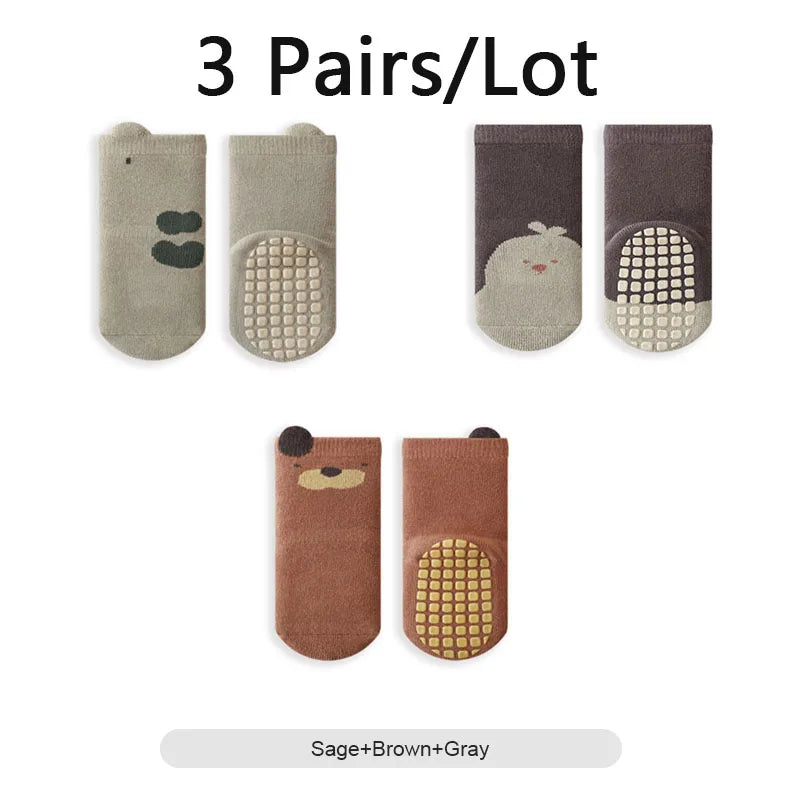 3 Pairs/Lot Baby Floor Socks Winter Thick Warm Kids Tube Sock Indoor Non-Slip Glue Toddler Socks For Boys And Girls